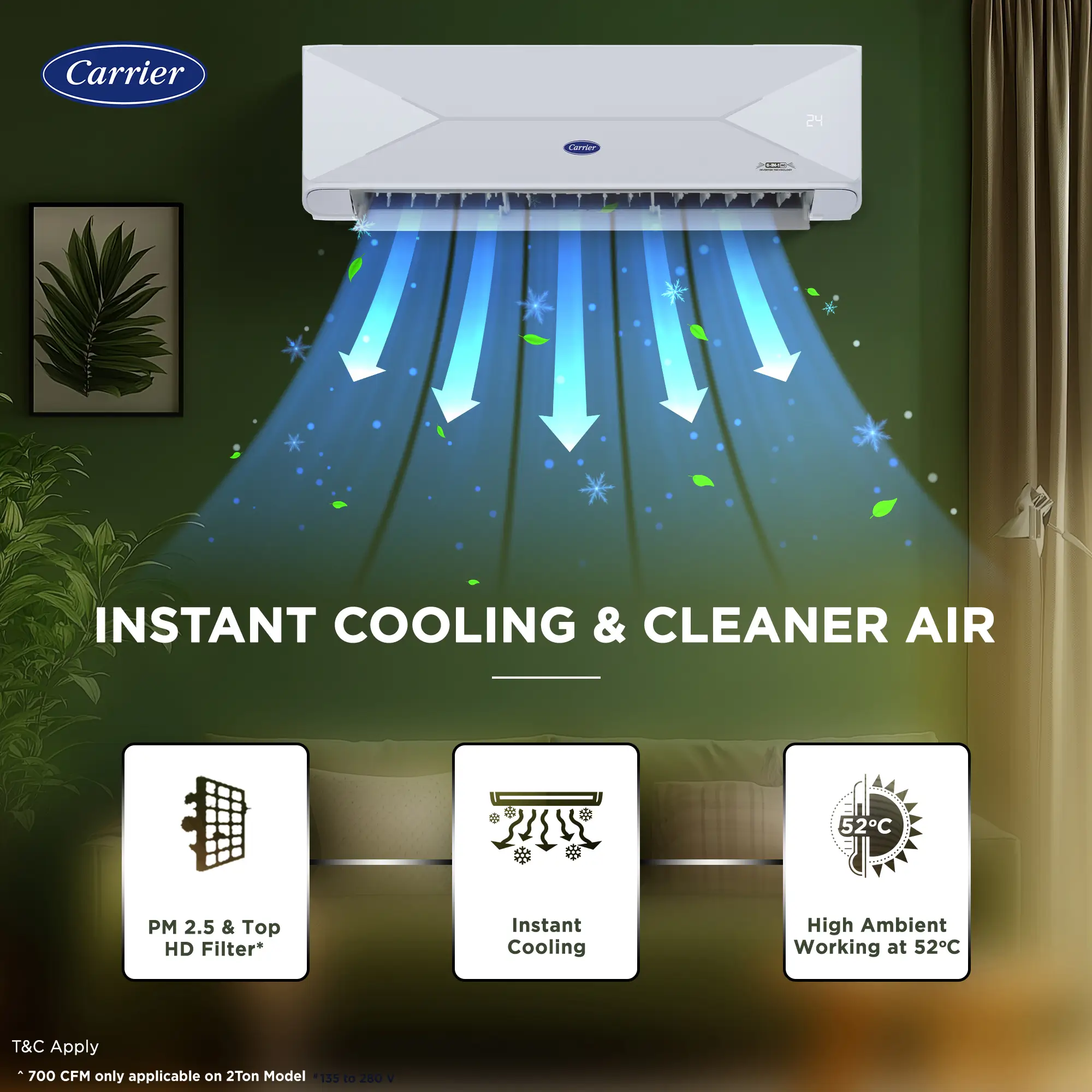 Carrier 1.5 ton 3 Star Inverter Split AC-19K XPERT EDGE FXi - Image 4