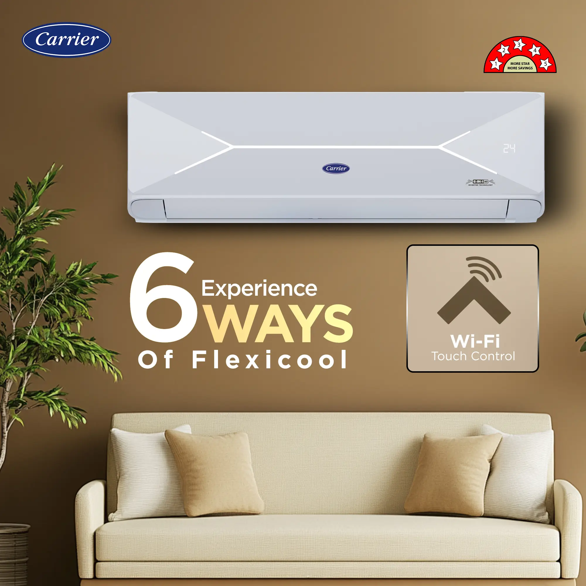 CARRIER- 24K XCEL LUMO Fxi Wi-Fi 2.0 ton 5 Star Inverter Split AC (R32) - Image 2