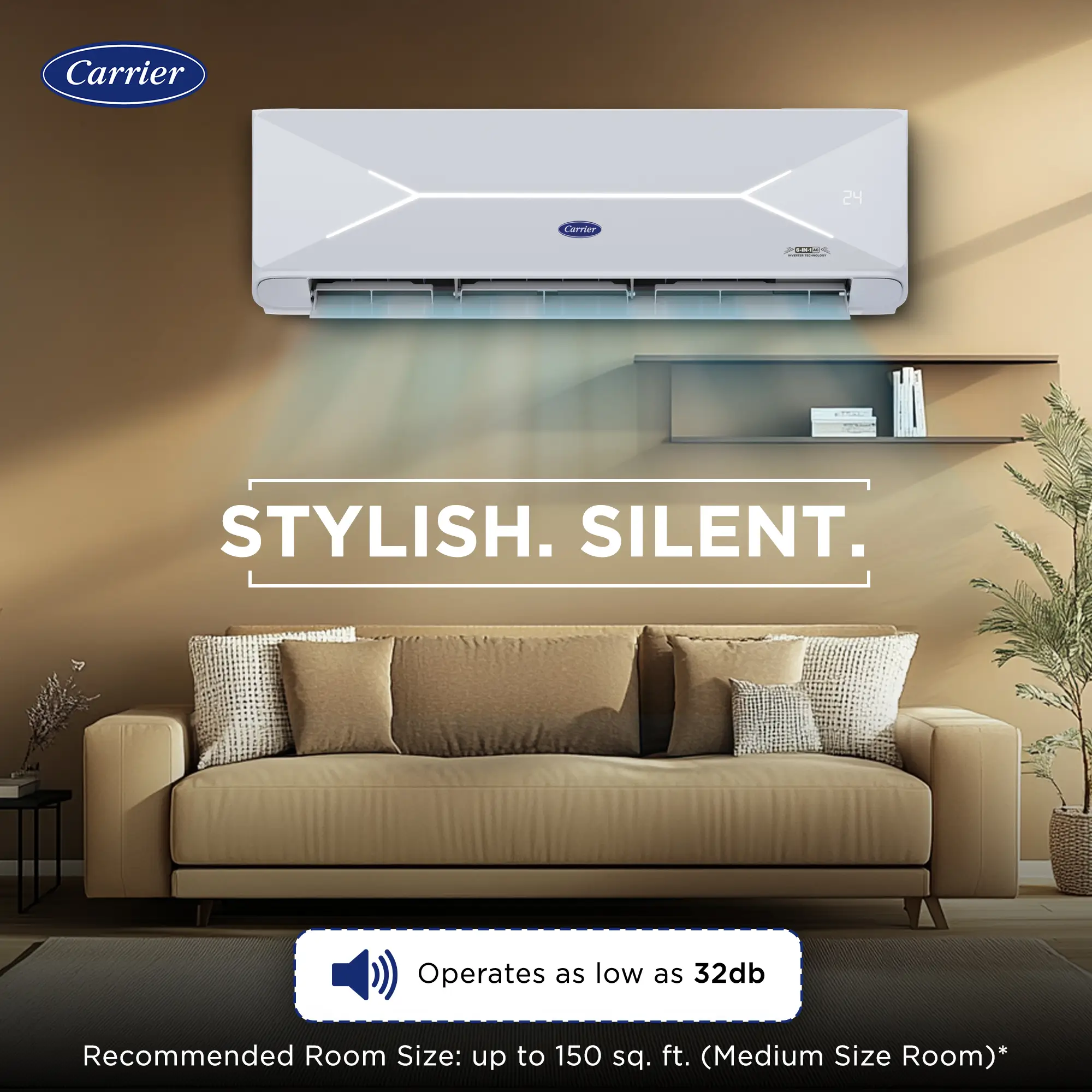 CARRIER- 24K XCEL LUMO Fxi Wi-Fi 2.0 ton 5 Star Inverter Split AC (R32) - Image 8