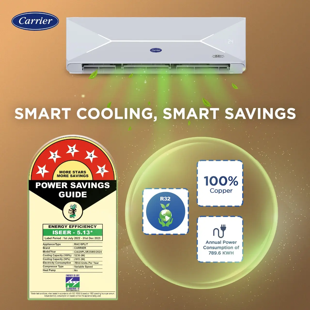 CARRIER- 24K XCEL LUMO Fxi Wi-Fi 2.0 ton 5 Star Inverter Split AC (R32) - Image 9